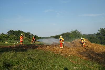Brand eines landwirtschaftlichen Unterstands, mehrere Feuerwehren im Einsatz in Reichenbach